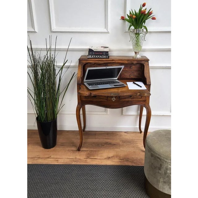 French Slant Front Secretaire in Walnut, 1960s For Sale - Image 3 of 9