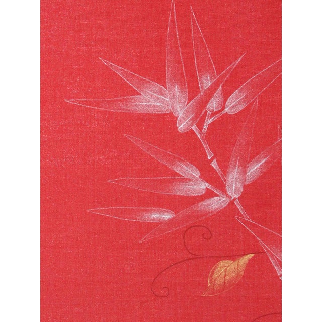 Red Silk Chinoiserie Wallpaper Diptych Paintings 2 Pieces Chairish