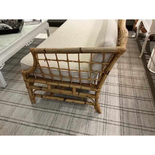 Boho Chic 1960s Burnt Bamboo Sofa / Daybed For Sale - Image 3 of 4