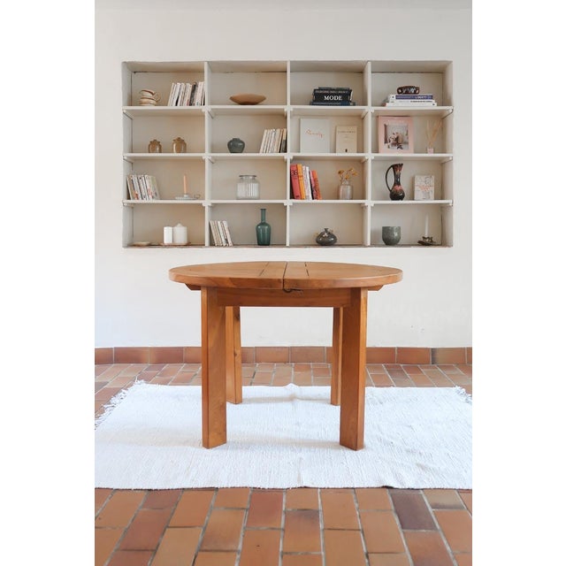 Round Extending Dining Table in Elm attributed to Maison Regain, France, 1980s For Sale - Image 15 of 15