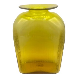 1964 Joel Myers for Blenko 6420 Vase in Jonquil Yellow For Sale