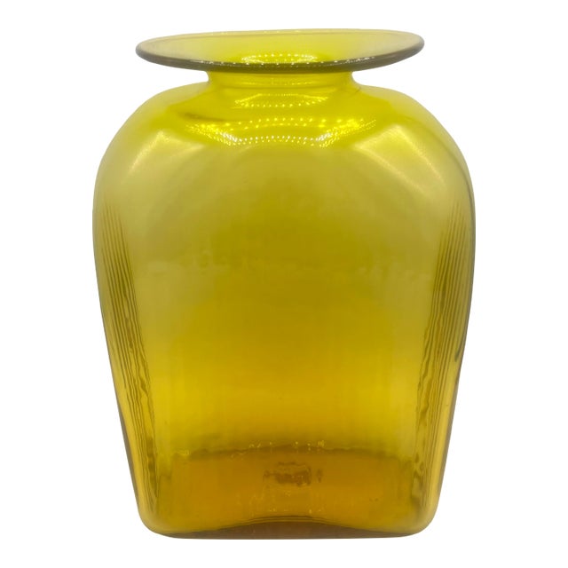 1964 Joel Myers for Blenko 6420 Vase in Jonquil Yellow For Sale