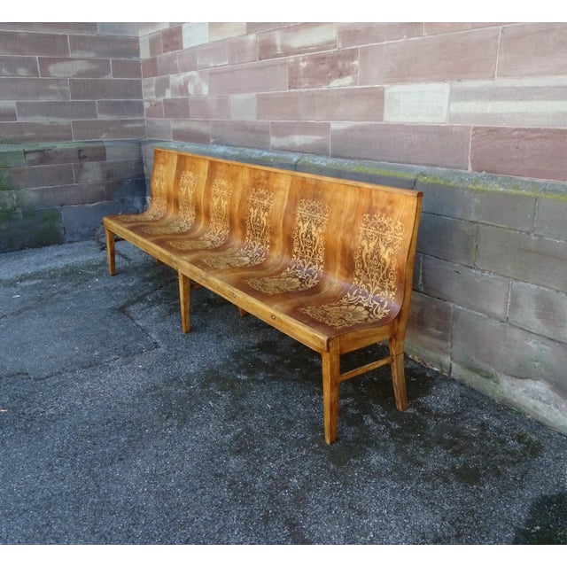 Curved Wood Bistro Bench by DG Fischel France, 1930 For Sale - Image 6 of 15