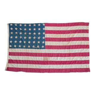 Early 20th C Cotton American Flag With Patina For Sale