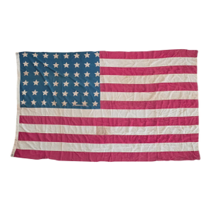 Early 20th C Cotton American Flag With Patina