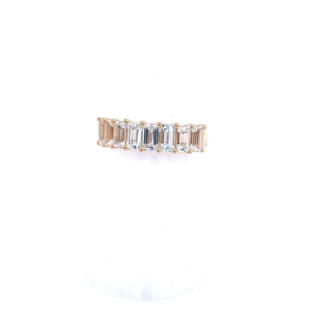 Natural White Sapphire Ring 14k W Gold 4.32 TCW Certified For Sale - Image 4 of 7