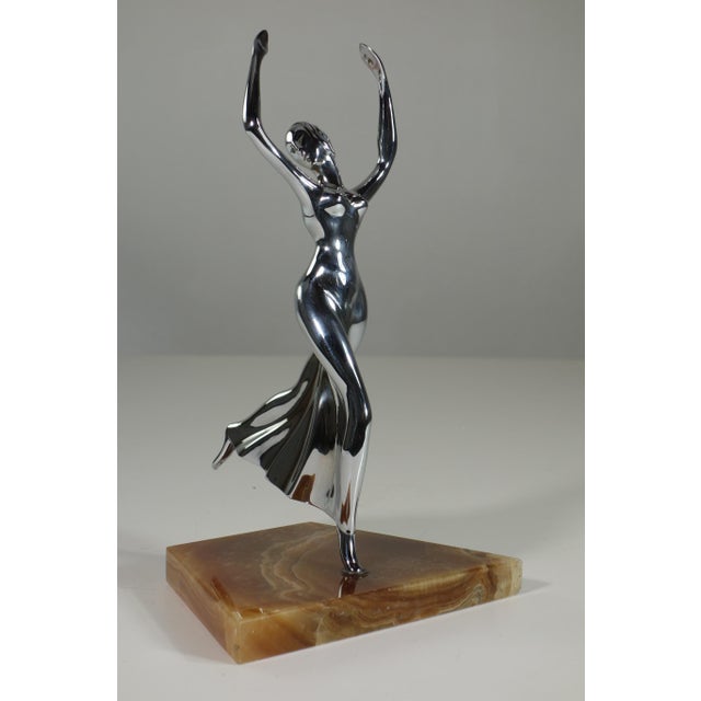 Karl Hagenauer, Dancer Figure, 1920s, Nickeled Metal & Onyx Base For Sale - Image 15 of 15