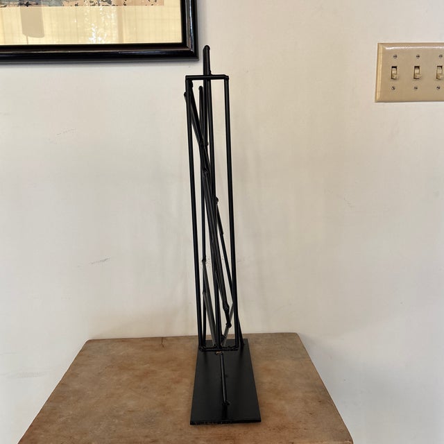 Black Modernist Abstract Welded Steel Rod Sculpture For Sale - Image 8 of 9