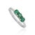 Classic Three Stone Round Emerald Ring in Sterling Silver for Her, Size 6 For Sale - Image 6 of 12