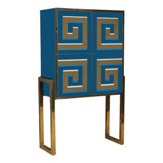 Murano Glass Cabinet with Optical Effect in Blue and Gold from Justfurnituress SRL For Sale