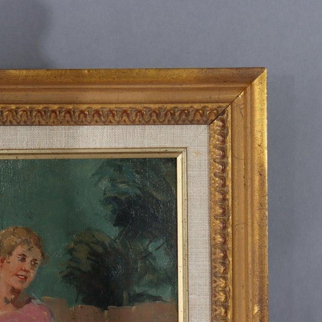 Wood Oil on Panel Painting of a Peasant Woman With Basket, Artist Signed, C1900 For Sale - Image 7 of 12