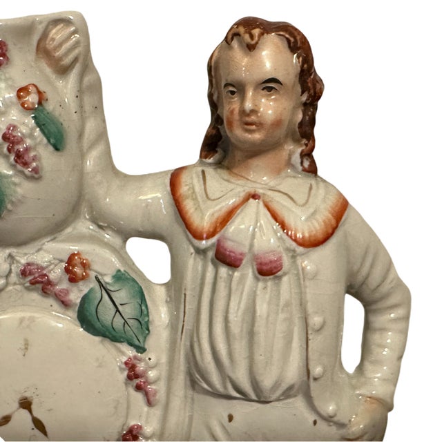 Victorian Antique Victorian English Staffordshire Porcelain Mantle Figurine - Couple With Roe Deer - England For Sale - Image 3 of 6