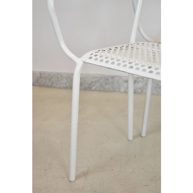 Metal Set of Four René Malaval Garden Chairs, White Lacquered Metal, France, 1950s–60s For Sale - Image 7 of 10