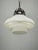White Vintage Art Deco Bauhaus Opaline Glass and Chrome Pendant Light, 1930s For Sale - Image 8 of 11