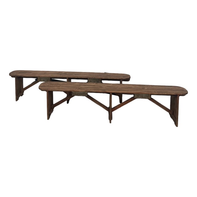 Set of Pine Farm Benches, 1950s For Sale