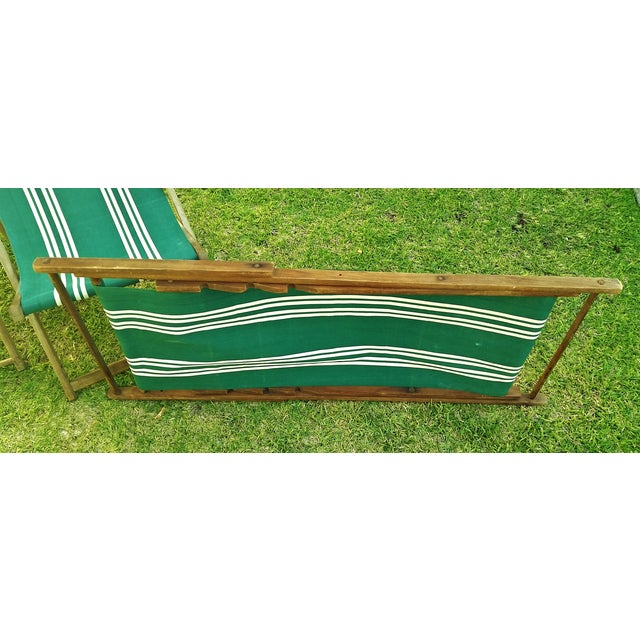 Vintage Wood & Canvas Folding Beach Deck Chair Chairish