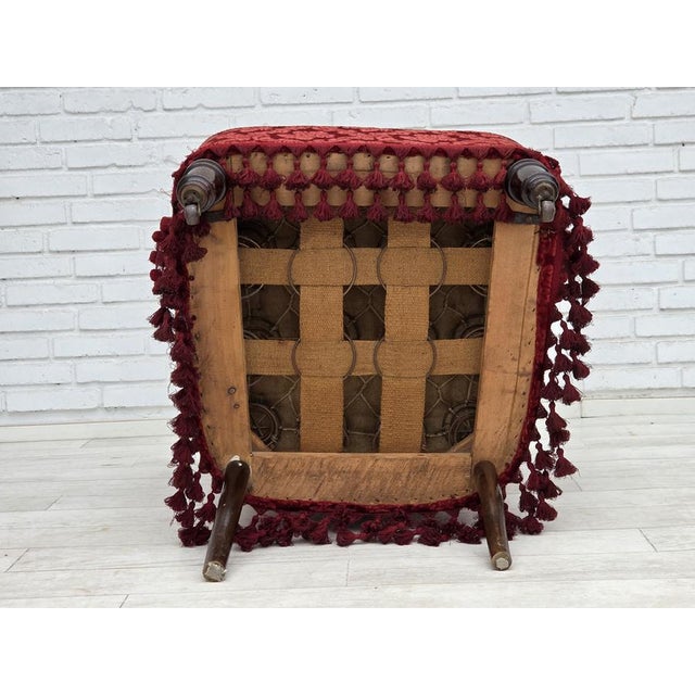 Danish Highback Armchair in Velour with Beech Legs, 1950s For Sale - Image 16 of 18