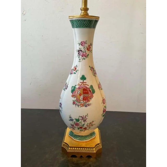 1940s Armorial Samson Porcelain Lamps on Gilt Bronze Bases - a Pair For Sale - Image 9 of 12