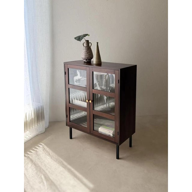 Mid-Century Display Cabinet in Dark Wood and Glass For Sale - Image 12 of 12