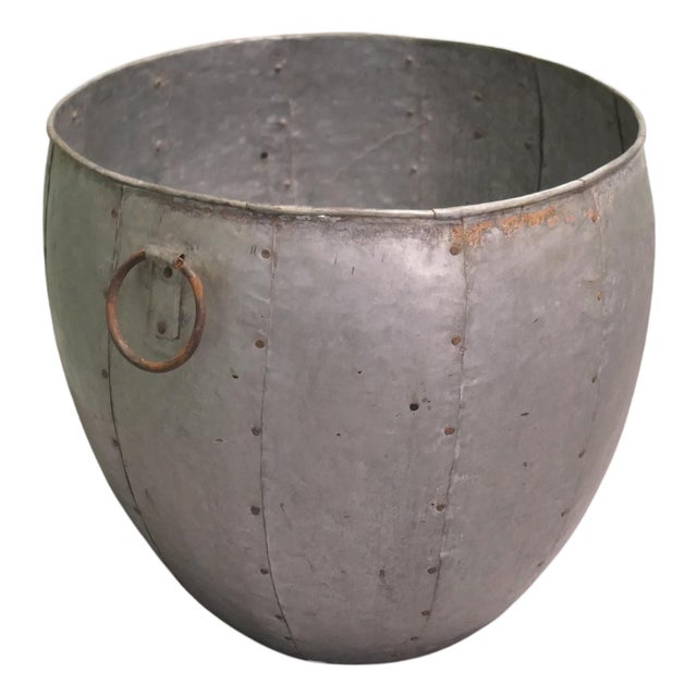 Industrial Cauldron Log Basket, 1920 For Sale
