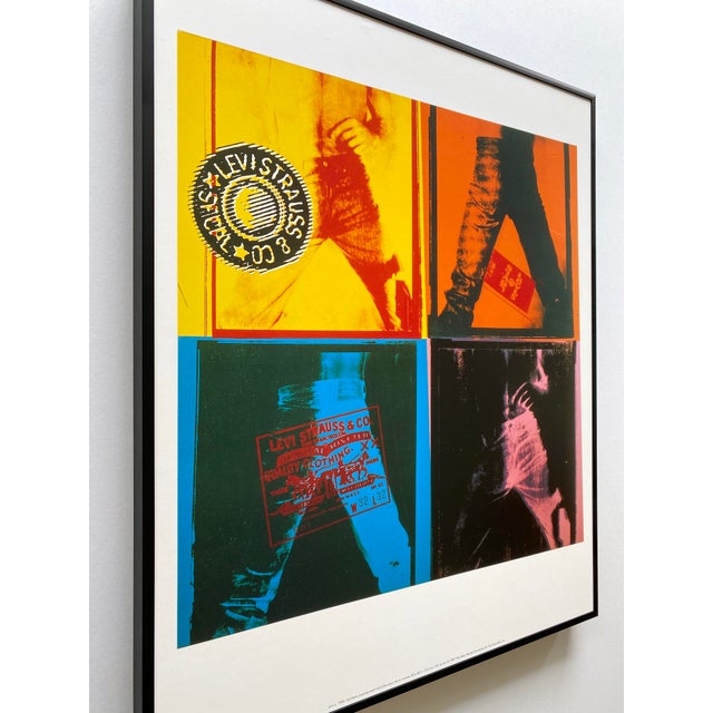 Metal Andy Warhol Foundation Vintage 1997 Offset Lithograph Print Framed Pop Art Poster " Levi's " 1984 For Sale - Image 7 of 12