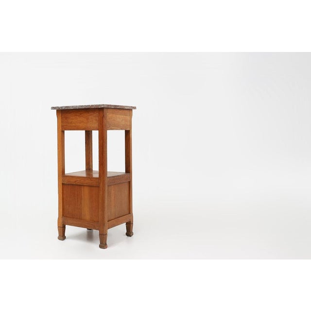 French Art Deco Nightstand in Oak with Pink Marble Top, 1930s For Sale - Image 13 of 14