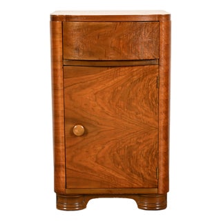 Donald Deskey Style Art Deco Burl Wood Nightstand, Circa 1930s For Sale