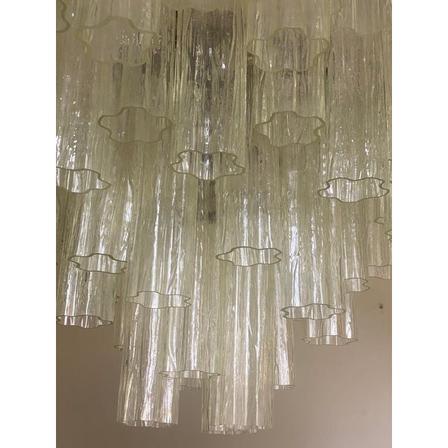 Venini Contemporary Champagne "Tronchi" Murano Glass Chandelier in Venini Style For Sale - Image 4 of 6