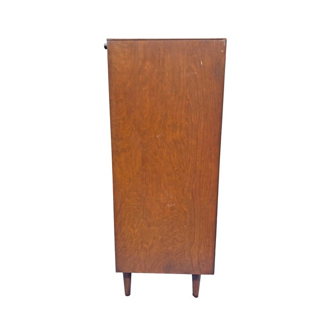 Mid-Century Modern Vintage Mid Century Modern Tall Highboy Dresser in Tessellated Layered Design Chest of Drawers For Sale - Image 3 of 9