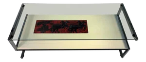 Italian Modernist Tile & Laminate Chrome Frame Coffee Table