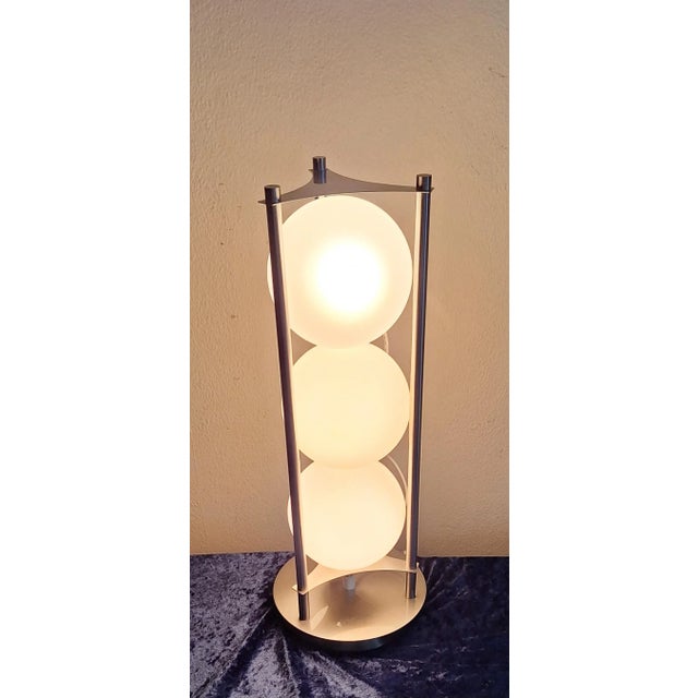 2000 - 2009 Vintage Metal Table Lamp with White Glass Shades from Cima, 2000s For Sale - Image 5 of 8