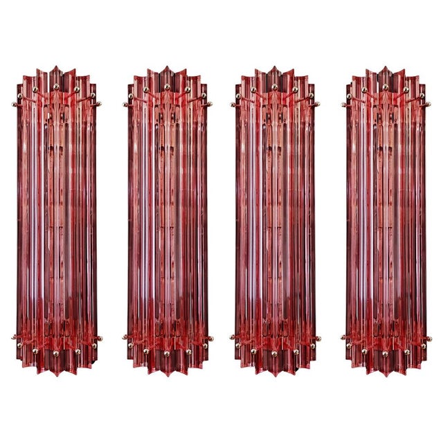 Mid-Century Italian Pink Murano Glass Wall Sconces, 1990s, Set of 4 For Sale - Image 17 of 17