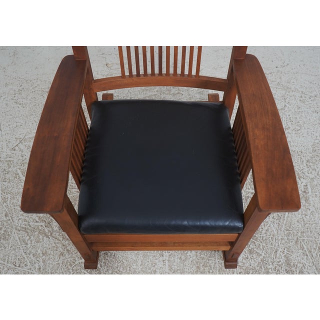 Wood Stickley Mission Cherry Spindle Rocking Chair For Sale - Image 7 of 18