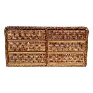1970s Coastal Wicker Waterfall Double Dresser For Sale