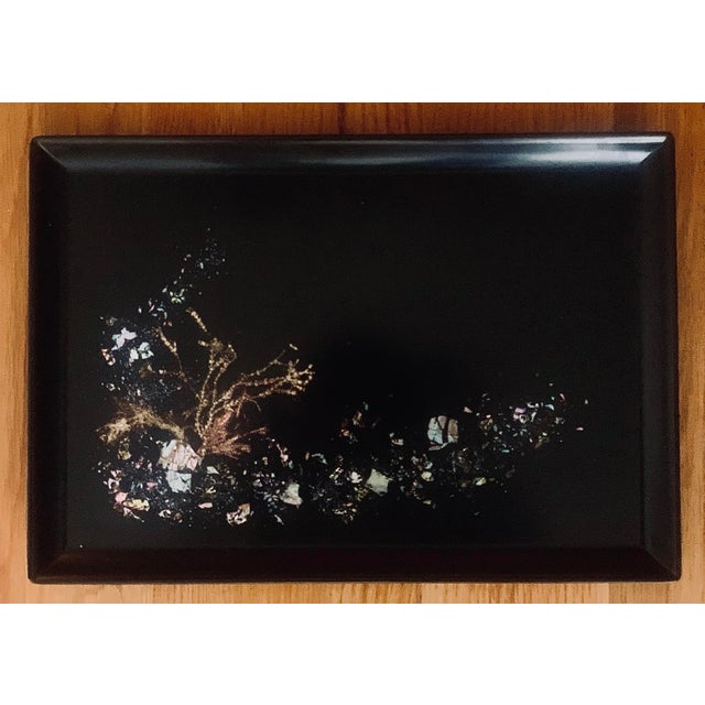 1960’s ‘Seascape’ Coral Reef Classic Vintage Mid-Century Couroc of Monterey Serving, Bar Tray For Sale - Image 9 of 11