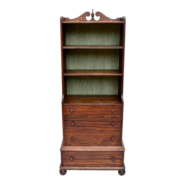 Chippendale Style Mahogany Bookcase With Cannonball Feet For Sale