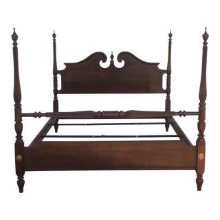 Georgian Ethan Allen Court Solid Cherry Queen Bedframe For Sale
