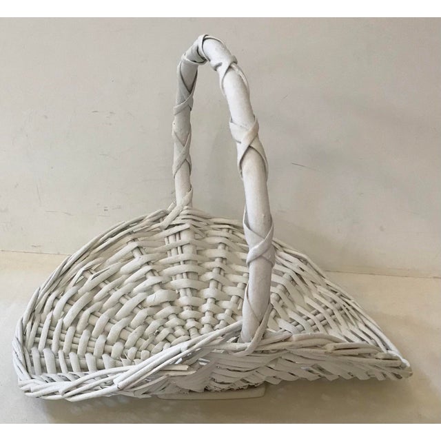 Vintage White Wicker Flower Basket Chairish