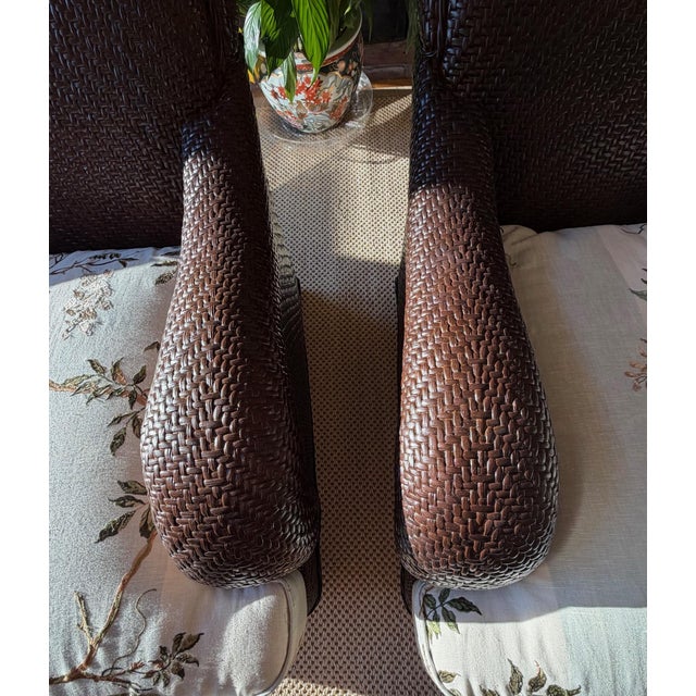 Sky Blue A Pair of Custom Lounge Chairs and Ottoman Set by Mark Hampton for Hickory Chair Upholstered in Colefax & Fowler For Sale - Image 8 of 18