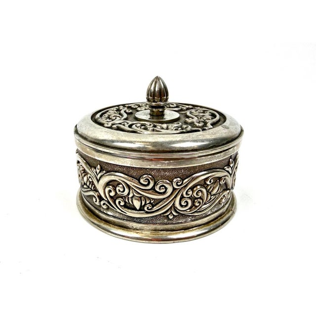 Metal Vintage Silver Plate Brass Jewelry Box, 1950s For Sale - Image 7 of 7