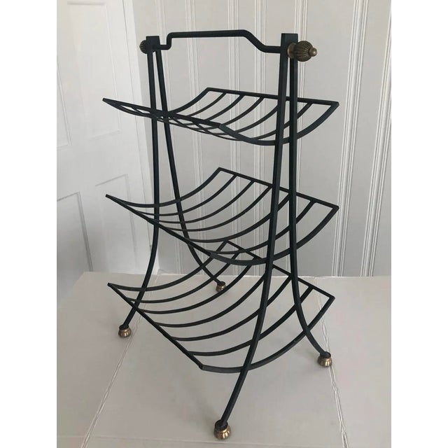 Late 20th Century Black Iron Magazine or Firewood Stand With Gold Accents For Sale - Image 6 of 6