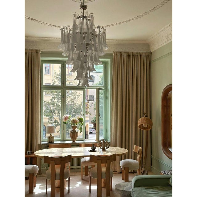 Murano Chandelier in White Glass from Mazzega For Sale - Image 4 of 11