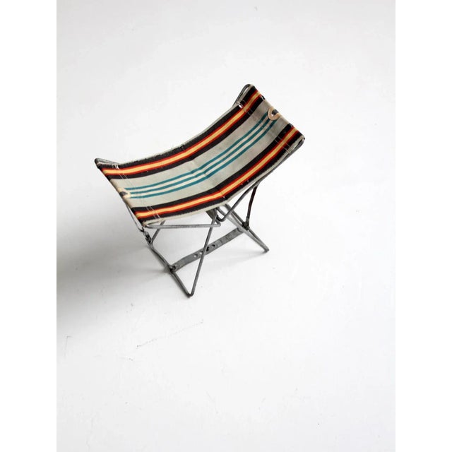 Vintage Metal Frame Folding Camp Stool For Sale - Image 6 of 12