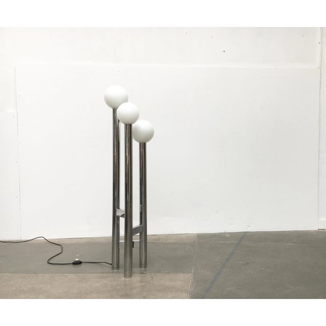 Vintage German Space Age Glass & Metal Floor Lamp, 1970s For Sale - Image 11 of 18