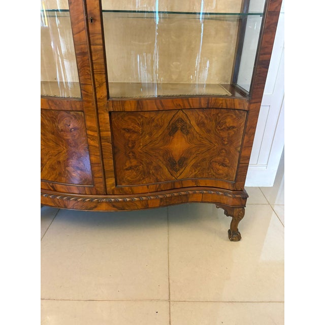 Antique Edwardian Burr Walnut Display Cabinet, 1900 For Sale - Image 9 of 15