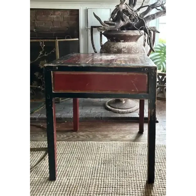 Early 20th Century Antique Asian Desk With Original Old Painted Surface For Sale - Image 5 of 8