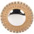 The textured gray glass circles are inset into a gold frame arranged in a simple geometric and sunburst pattern, a...