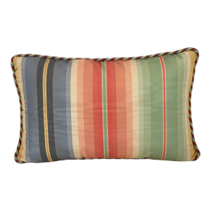 1970s Silk Multiicolored Stripes Throw Pillow Feathers
