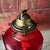 Vintage Red Glass Oil Lamp With Clear Chimney & Brass Wick Holder For Sale - Image 14 of 15