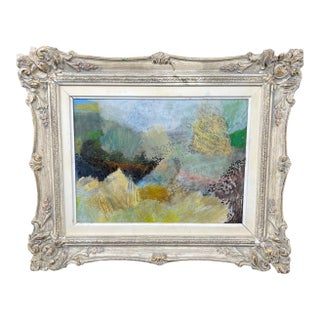 Mid-Century European Impressionist Landscape Oil Painting in Antique Dutch Frame For Sale